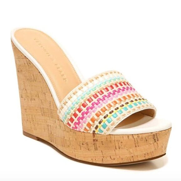 Veronica Beard Dali Woven Cork Bohemian Wedge Sandals Multi Womens Size 10 - Picture 1 of 12